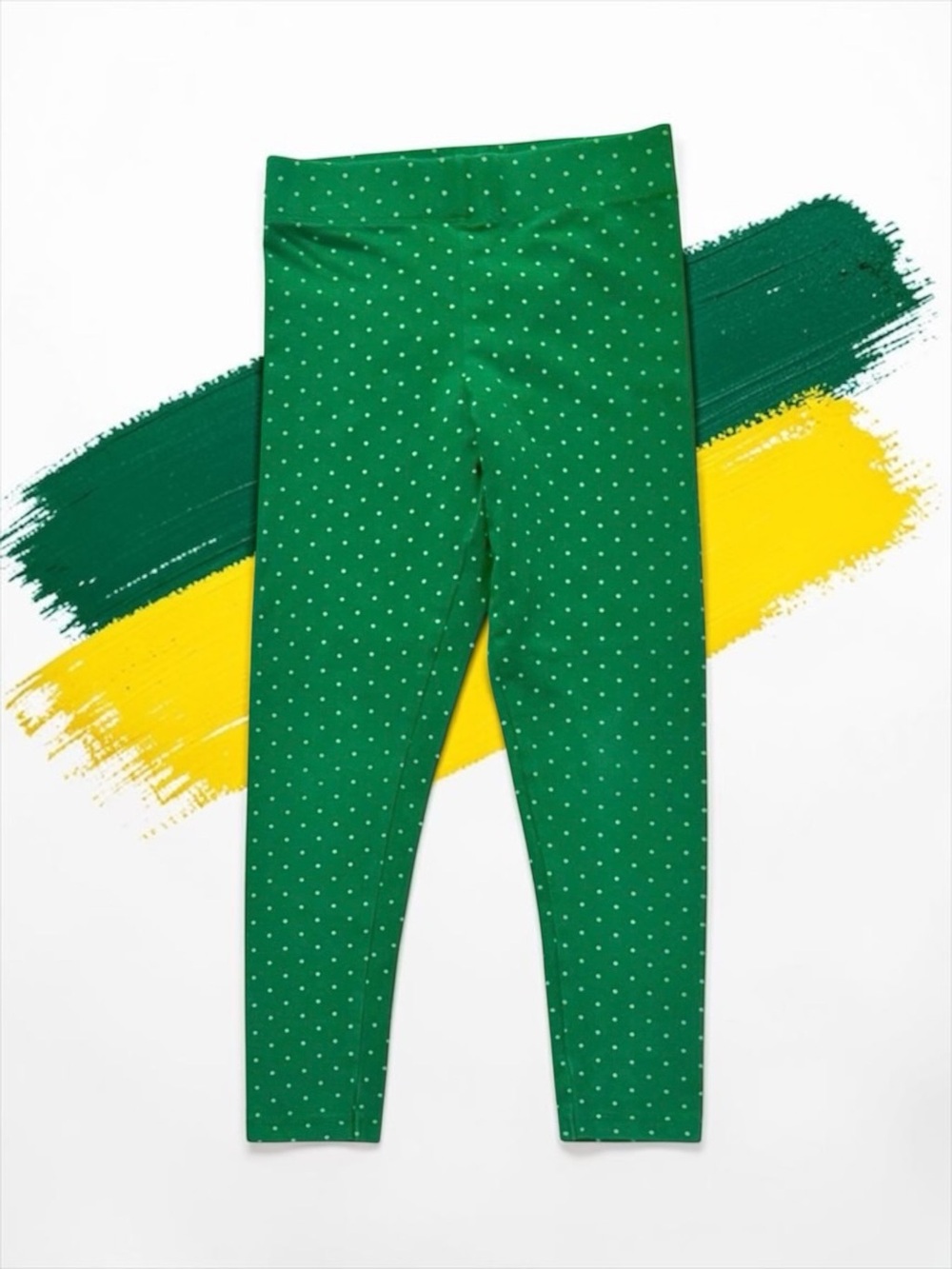 Mini Boden Girls Green Polka Dot Leggings • Size 5–6 (116 cm) • Excellent